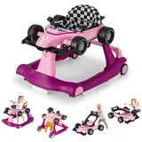 GOPLUS 4 in 1 Baby Lauflernhilfe, Lauflernwagen höhenverstellbar mit Licht & Musik, Baby Walker Autoförmig mit Einstellbarer Geschwindigkeit, Gehfrei Baby ab 6 Monaten (Violett)