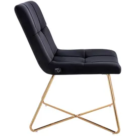 Svita Lynn Loungesessel Cocktailsessel Clubsessel Polsterstuhl ohne Armlehnen Goldene Beine Samt-Polster Schwarz