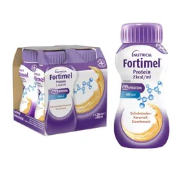 Fortimel Protein 2 kcal Schokolade-Karamell 4X200 ml Flüssigkeit