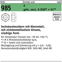 Industrial Quality Supplies DIN 985 Selbstsichernde Sechskantmutter 8 M