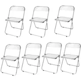 Haloyo® 7er-set Klappbaren Esszimmerstuhl, Modernes Transparentes Design, Acryl & Stahl, Transparent