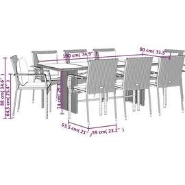 vidaXL Garten-Essgruppe 9-tlg. Grau