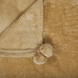 Beliani Saitler Kuscheldecke 200 x 220 cm Senfgelb