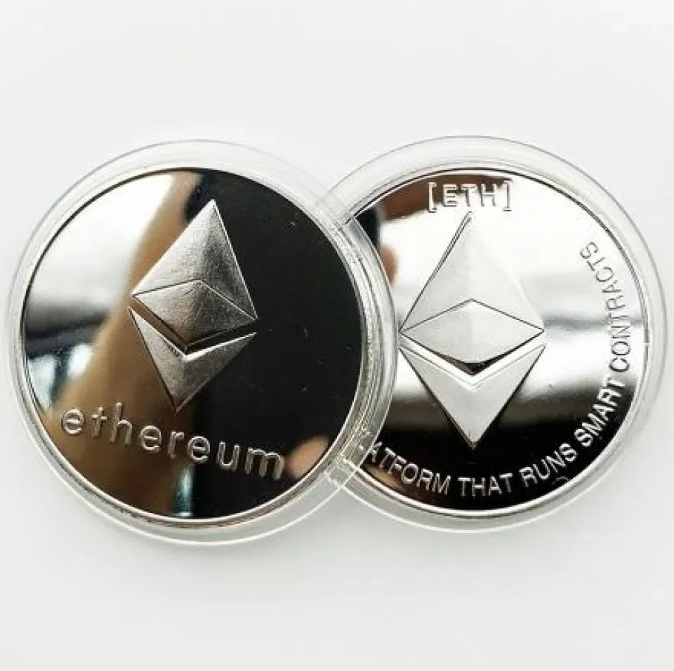 Crypto Novelty, Münzen, Ethereum Cryptocurrency Souvenir Novelty Item Coin, Silber