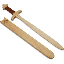 Bestsaller 1020 - Schwert-Set König Edward mit Holzhülle, 60cm, Holz-Schwert, Griff mit brauner Kunststoffwickelung