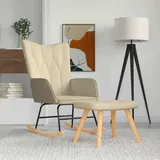 Schaukelsessel Mit Hocker Creme Stoff