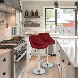 TRESKO 2er Set Barhocker Barstuhl Tresenhocker Küchenhocker Hocker Loungesessel 2x Weinrot