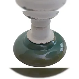 Mendler 2er-Set Kerzenständer HWC-N36, Kerzenhalter Kerzensäule, Shabby-Look Vintage Metall Keramik Höhe 25cm