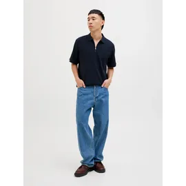 JACK & JONES Jjeaustin Zip Polo blau M