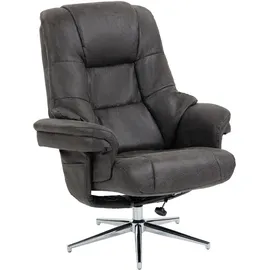 Duo Collection Relaxsessel Burnaby Mikrofaser 82 x 108 x 90 cm Grau mit Hocker und Relaxfunktion