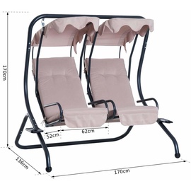Outsunny Hollywoodschaukel beige 2-Sitzer 0520431