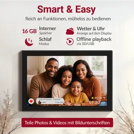 Xoro 10,1" Zoll WiFi Digitale Bilderrahmen, 1280x800 HD IPS Touch Display, 16GB Speicher, Automatische Rotation, Teilen Sie Fotos sofort von überall aus