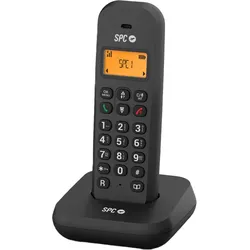 SPC Keops - Schwarzes schnurloses Festnetztelefon mit beleuchtetem Display und Anruferkennung