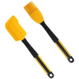 BESTonZON Hitzebeständiges Silikon Backpinsel und Spatelset Leichter Backschaber und Grillpinsel für Küche und Backen Gelbes 2 Stück Backwerkzeug