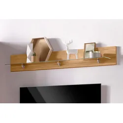 Wandboard HOME AFFAIRE "Denis", braun (eichefarben), B:140cm H:20cm T:17cm, FSC-zertifizierter Holzwerkstoff, Glas, Regale, mit Glasboden