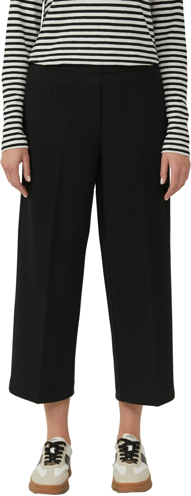 7/8-Hose S.OLIVER, Damen, Gr. 40, N-Gr, schwarz (grau, schwarz), Web, Obermaterial: 74% Polyester, 22% Viskose, 4% Elasthan. Futter: 100% Polyester, unifarben, normal 7/8-Länge, Hosen 7/8-Hose, mit Bundfalten und Stretch-Anteil