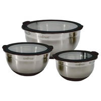Grillfürst BBQ Edelstahlschüssel Set mit Glasdeckel und Messmarkierung -