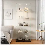 Simurq Glasvitrine Standvitrine mit LED und 2 Glastüren, Vitrinenschrank Glas (4 Ebenen(78,5x35x163 cm), 5 Ebenen(78,5x34,5x186,5 cm), Glasschrank mit 2 Türen,Schloss,Sammlervitrine) LED-Beleuchtung, abschließbare Türen, gehärtetes Glas schwarz
