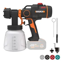 Worx Farbpistole WX020.9 20 Volt mit Drehzahlregelung + 4 Ersatzdüsen