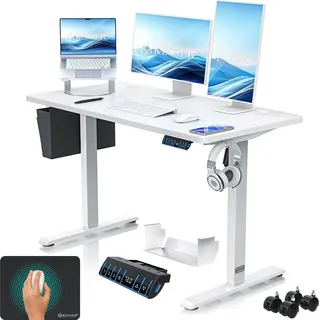 Kesser KESSER® Höhenverstellbarer Schreibtisch elektrisch Ergonomisch Steh-Sitz Schreibtisch 3-Funktions-Memory Steuerung Inkl. 360° Rollen USB-Ladeanschluss Computertisch für Homeoffice