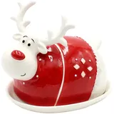 Dekohelden24 Keramik Butterdose als Elch, L/B/H 16 x 13 x 14 cm
