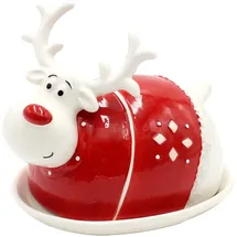 Dekohelden24 Keramik Butterdose als Elch, L/B/H 16 x 13 x 14 cm