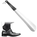 MKEAWWU Schuhlöffel Metall 30Cm,Schuhlöffel Lang Edelstahl Shoe Horn Set 2Er, Schuhlöffel Stabil Mit Schwarze Hülle Für Stiefel(Silber)