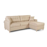 Fun Möbel Ecksofa Schlafsofa MOLDE Stoff (KRONOS) Beige Ottomane