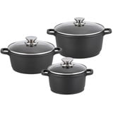 ELO Kochtopfset Alucast, Schwarz, Metall, 6-teilig, 16 cm,20 cm, 1,3 L,3,6 L,4 L, geschmacksneutral, leichte Reinigung, Kochen, Töpfe, Topfsets