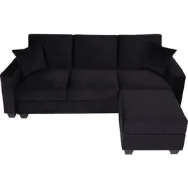 MCW Sofa mit Ottomane, Couch Sofa Gästebett, Schlaffunktion Stauraum 217x145cm ~ Bettsofa, H47