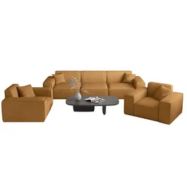 Fun Möbel Sofaset Designersofa CELES PREMIUM 3-1-1 in Stoff Scala Senfgelb - Gelb
