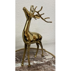 Casa Padrino Aluminium Deko Figur Hirsch Gold H. 50 cm - Dekorative Aluminium Skulptur - Wohnzimmer Deko - Schreibtisch Deko - Deko Accessoires