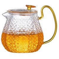 JTBDWOSK Teekanne Glas, Glasteekanne aus Borosilikatglas 550ml Teekanne mit Siebeinsatz,Borosilikatglas Teeservice Herausnehmbares Teesieb mit Deckel - Für losen Tee, Blütentee, Teebeutel,Clear