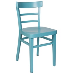 einrichtungsdesign24 Küchenstuhl Küchenstuhl Laura farbiger Holzstuhl Esstisch Esszimmer Retro Vintage, Gestell Massivholz blau