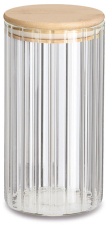 Zeller Vorratsglas Rillen, mit Bambusdeckel, Luftdichtes Aufbewahrungsglas mit Bambusdeckel, Fassungsvermögen: 800 ml