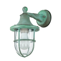 Licht-Erlebnisse Gartenbeleuchtung, Wandlampe Santorin Messing Maritim Außenleuchte