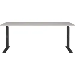 Schreibtisch GERMANIA "Lemont", braun (kaschmir, schwarz, kaschmir), B:180cm H:68cm T:80cm, Tische, Mechanisch höhenverstellbarer Schreibtisch