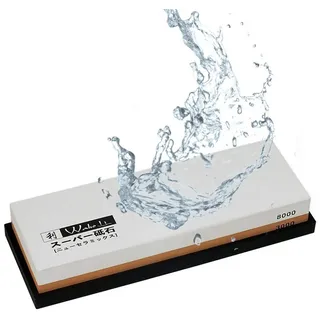 Wakoli Messerschärfer Messer Schleifstein – Kombi Messerschleifer 3000/8000 – Korund – mit Wasser oder Öl nutzbar – Hauptschliff, Feinschliff & Politur an Messern – Schleifsteine - Knife Sharpener