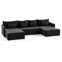 silape Sofnet Wohnlandschaft Schwarz, Textil, 7-Sitzer, U-Form,Rechteckig, 365x80x180 cm, Wohnzimmer, Sofas & Couches, Wohnlandschaften, Wohnlandschaften in U-Form