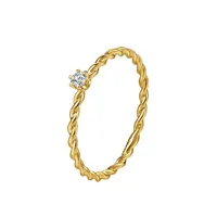 Dear Me Verlobungsring mit Diamant Weißgold Gold 585, Echt Gold Kordelring, Damen Goldring 14 Karat, Größe 49-59, Brautschmuck goldfarben