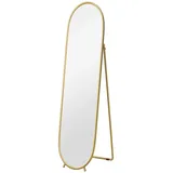 MC Star Standspiegel Ganzkörperspiegel, 160 x 40 cm Wandspiegel mit Ständer, Metallrahmen (Oval Standspiegel für Wohnzimmer, Schlafzimmer, Gold) goldfarben