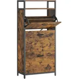 VASAGLE Schuhschrank 60 x 130 x 30 cm rustikales Braun und Schwarz