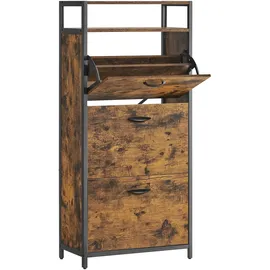 VASAGLE Schuhschrank 60 x 130 x 30 cm rustikales Braun und Schwarz