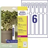 Avery Zweckform T3008-10 Schlaufenanhänger 60 Stück (250x25mm auf A4, beidseitig bedruckbare Schlaufenetiketten, reißfeste Schlüsselanhänger, robuste Pflanzenbeschriftung) Folie, weiß