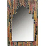Marrakesch Orient & Mediterran Interior Orient Spiegel Wandspiegel Tarana 90cm groß | Großer Marokkanischer Flurspiegel mit Holzrahmen orientalisch handbemalt | Orientalischer Vintage B...