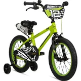 Bergsteiger Monaco 12 Zoll Kinderfahrrad, geeignet für 3 und 4 Jahre, BMX, Stützräder, Rücktrittbremse, Trinkflasche, Kettenschutz - Grün