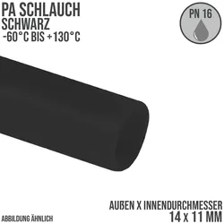 14 x 11 mm Polyamid PA Pneumatik Schlauch schwarz - PN 16 bar