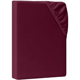 AM Qualitätsmatratzen Spannbettlaken Baumwolle-Jersey 200 x 190 cm Bordeaux