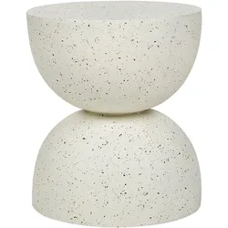Beisttelltisch Beton cremeweiß Terrazzo Optik rund ⌀ 40 cm CAORIA