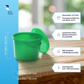 Benbow Eimer mit Deckel grün 29 cm x 22 cm 10 l 10-teilig